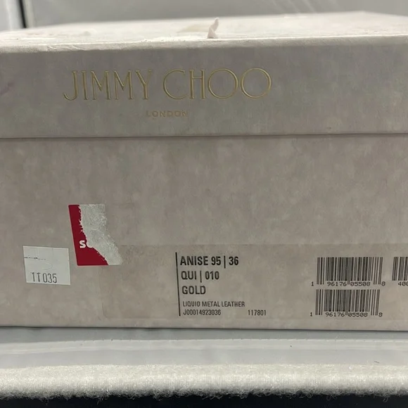 Brand new never worn Jimmy Choo ANISE 95 Gold Liquid Metal Sandal QUI/010 Size36